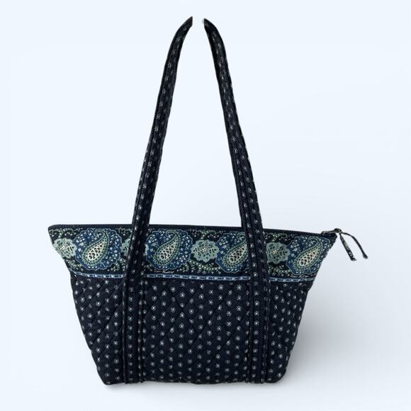 Vera Bradley Medium Paddy Tote Purse Seaport Navy Paisley Vintage - Picture 2 of 7